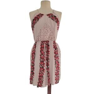 Free People Simona Floral Roses Midi Backless Halter Dress WITH POCKETS Size M